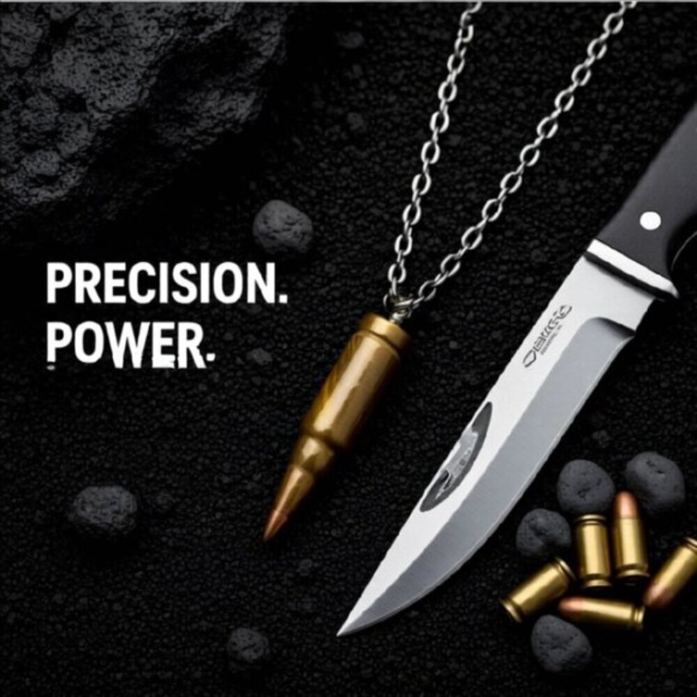 Real TigersEye Bullet + 24" Chain - Rugged Men's Necklace - Courage + Protection - Picture 7 of 14